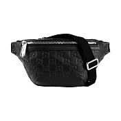 GUCCI GG Logo 滿版壓印皮革腰包/胸口包 90cm (黑色)