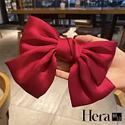 【Hera 赫拉】韓國高彩緞面大蝴蝶結髮夾 紅色