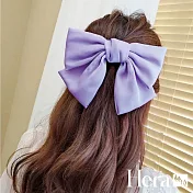 【Hera 赫拉】韓國高彩緞面大蝴蝶結髮夾 紫色