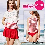 Heatwave熱浪 四件式泳裝 三種配搭 紅白條紋(M-XL)460 紅白-M