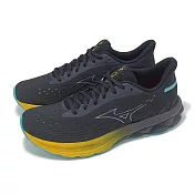 Mizuno 慢跑鞋 Wave Skyrise 6 男鞋 藍 黃 高回彈 緩衝 運動鞋 美津濃 J1GC2509-51 27.5cm NAVY/YELLOW