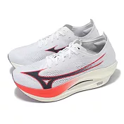 Mizuno 競速跑鞋 Wave Rebellion PRO Low 男鞋 白 紅 碳板 長距離 馬拉松 美津濃 U1GD2540-11 25cm WHITE/RED
