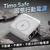 【Timo】Safe 安全防爆電芯 五合一多功能磁吸固態行動電源 12000mAh 典雅白
