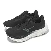 Mizuno 慢跑鞋 Wave Sky 9 超寬楦 女鞋 黑 白 高緩衝 穩定 運動鞋 美津濃 J1GD2512-22 23.5cm BLACK/WHITE