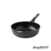 【BergHOFF貝高福】Stone+陶瓷塗層不沾鍋單柄壓鑄炒鍋30cm(BHST-30W-BK) 霧曜黑