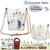 【Kusuguru Japan】日本眼鏡貓 買一送一買就送海綿刷3件組 防潑包 手拿包 斜背包 刺繡尼龍購物袋(多款任選) -防水網格微透包-A款