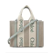 Chloe Woody tote bag 新款帆布兩用托特包(小號) 藍綠