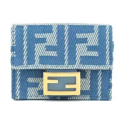 FENDI Baguette FF Logo三折短夾 藍色