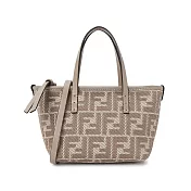 FENDI Roll 刺繡牛仔布迷你托特包 鴿灰色