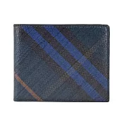 BURBERRY經典格紋6卡對開短夾 午夜藍