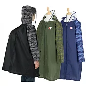 Champion 透明視窗 伸縮空間 小學/國中/女生迷彩雨衣(140-160cm) 男女適用 140CM 黑色