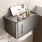 【i LIFE】鋁合金衛生紙置物架-含蓋雙層款-1入(面紙架 面紙盒 洗臉巾) 槍灰色