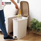 【日本天馬】dustio雙分隔分類腳踏垃圾桶(深型)-20L- 白棕