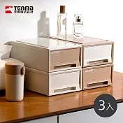 【日本天馬】粉彩調色盤系列18.4寬單層抽屜收納箱-3入- 典雅白