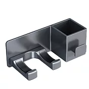 【i LIFE】吹風機置物架-收納格款-1入(瀝水收納架 吹風機掛架 浴室收納架) 槍灰色