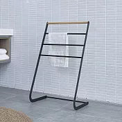 【H&R安室家】木紋高質感毛巾浴巾架 BS213W (毛巾架/浴室置物架/毛巾桿) 白色