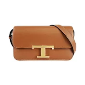 TOD’S T Timeless 光滑小牛皮翻蓋長型二用包(Micro) (米黃色)