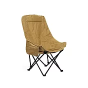 【野一夏】輕量化高背實布折疊月亮椅-贈收納袋 耐重150公斤 高背包覆設計 側邊雙置物袋 露營椅 摺疊椅 -沙漠黃