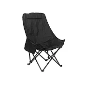 【野一夏】輕量化高背實布折疊月亮椅-贈收納袋 耐重150公斤 高背包覆設計 側邊雙置物袋 露營椅 摺疊椅 -黑色