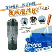 【太力】炫彩Tritan電動運動蛋白粉咖啡攪拌杯(含粉盒)650ml 綠