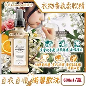 日本Laundrin朗德林-TOKYO植萃消臭衣物香氛柔軟精600ml/瓶(織物洗滌柔順劑,親膚蓬鬆防靜電粉塵,室內晾曬芳香護衣,手洗機洗皆適用 木質花香(金)