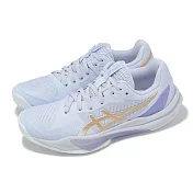 Asics 排球鞋 Sky Elite FF 3 女鞋 紫 灰 攻擊手 緩震 回彈 羽排鞋 亞瑟士 1052A075400 25cm BLUE FADE/CHAMPAGNE