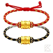 【TLH】黃金墜編織手繩 純金999兩色可選 六字真言 約重0.03錢±0.01 (生日 情人節 送禮)  黑色