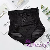 【Decoy】網紗透氣 平腹提臀排扣束腰褲高腰內褲/ 黑色XL