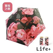 Life+ 花開半夏掌心のミニ守傘輕量220g六折黑膠傘UPF50+/晴雨兩用抗UV傘_6款任選 _薔薇之戀