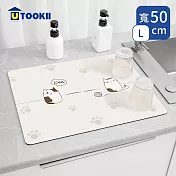 【UTOOKII】矽藻土桌面吸水墊-L- 毛線小貓(米色)
