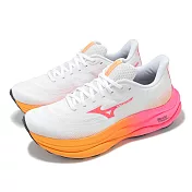 Mizuno 慢跑鞋 Wave Sky 9 男鞋 女鞋 白 粉紅 花火系列 高緩衝 穩定 運動鞋 美津濃  J1GD2554-01 23.5cm WHITE/PINK