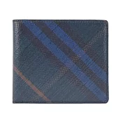 BURBERRY經典格紋8卡對開短夾 午夜藍