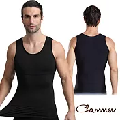 【Charmen】NY025高彈束胸收腹無袖塑身衣 男性塑身衣 黑色L