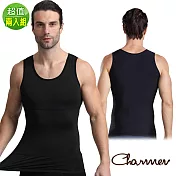 【Charmen】NY025高彈束胸收腹無袖塑身衣 男性塑身衣 (超值兩入組) 2入黑色L