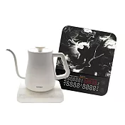 【Matrix X HARIO】M2 Pro AI大師 咖啡秤+α 阿爾法溫控細口壺650ml 組合 -白色