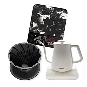 【Matrix X HARIO】M2 Pro AI大師 咖啡秤+α 阿爾法錐形凹肋陶瓷濾杯01黑+溫控細口壺650ml 組合 -白色