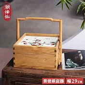 【C’est Chic】朱華初綻桃形榆木景德鎮瓷版提盒-幅29cm-原木色