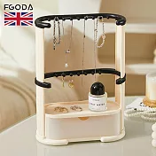 【英國FGODA】可掛式飾品首飾收納架(附抽屜)-多款可選- 奶油色