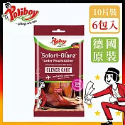 德淨Poliboy 皮革保養濕紙巾10抽-6入裝(瞬間亮澤/皮件包包/皮衣/汽座)德國原裝