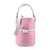 agnes b. 燙金皮標桶型肩背包 小/粉