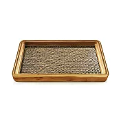 【C’est Chic】綠波廊手編藤面方茶盤-幅35cm-3色可選 原木