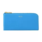 agnes b.素面皮革L拉鍊長夾 天藍