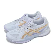 Asics 羽球鞋 Powerbreak FF 女鞋 紫 金 支撐 室內運動 羽排鞋 亞瑟士 1072A104401 23cm BLUE FADE/CHAMPAGNE