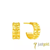 【Just Gold 鎮金店】棱角 黃金耳環 (網路限定)