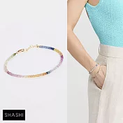 SHASHI 紐約品牌 Natasha 微顆粒款天然彩寶 白碧璽X藍碧璽X橙黃碧璽X粉紅碧璽手鍊