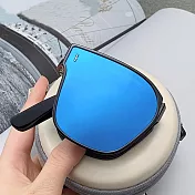 seoul show首爾秀 輕量全折疊套鏡抗UV400太陽眼鏡墨鏡 918  亮黑框冰藍片