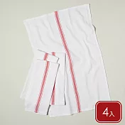 《NOW》Brooklyn Stripe純棉擦拭布4入 - 殷紅條紋71x46cm