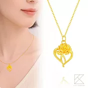 【TLH】黃金墜項鍊 純金999 馨想事成 約重0.13錢±0.01 愛心康乃馨