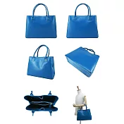 agnes b. 全皮方手提包-大- 藍綠