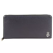 agnes b.金屬蜥蜴荔枝皮ㄇ字拉鍊長夾 深藍